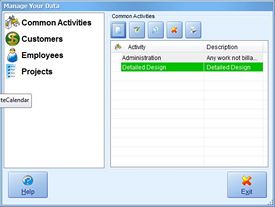 Manage Common Activities Screenshot