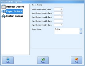 Report Options Screenshot