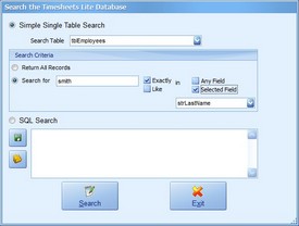 Search Database Screenshot